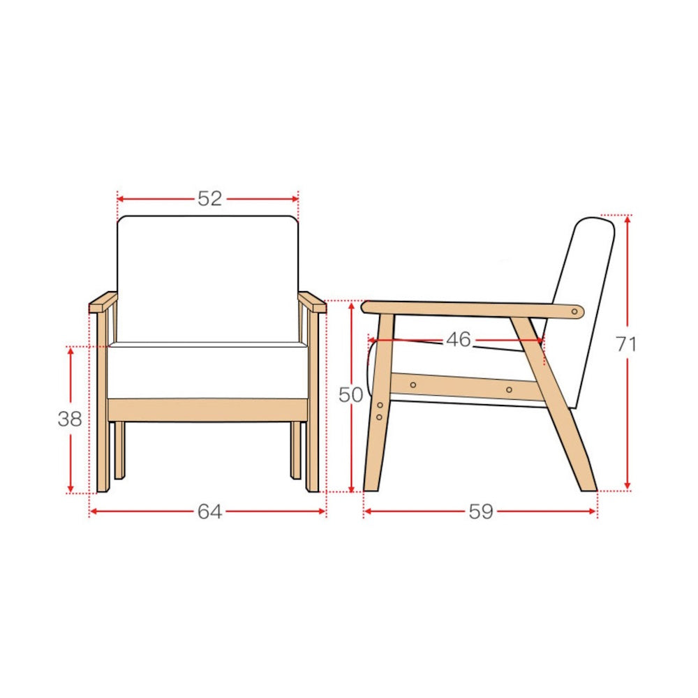 Wood Frame Fabric Single Accent Chair