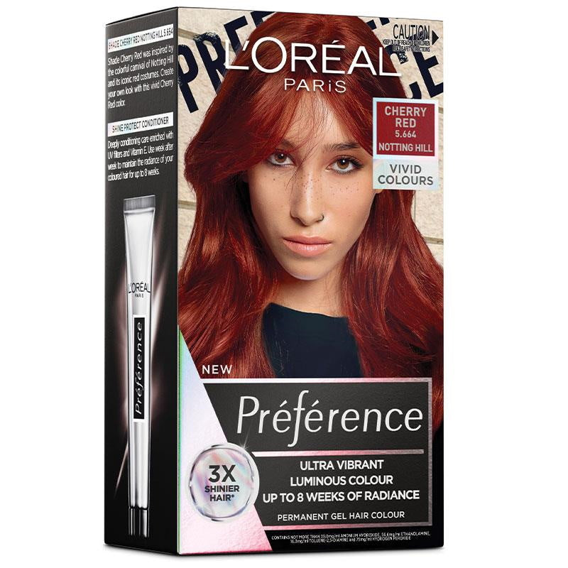 L'Oréal Paris Préférence VIVIDS Permanent Gel Hair Colour - Cherry Red 5.664 Notting Hill