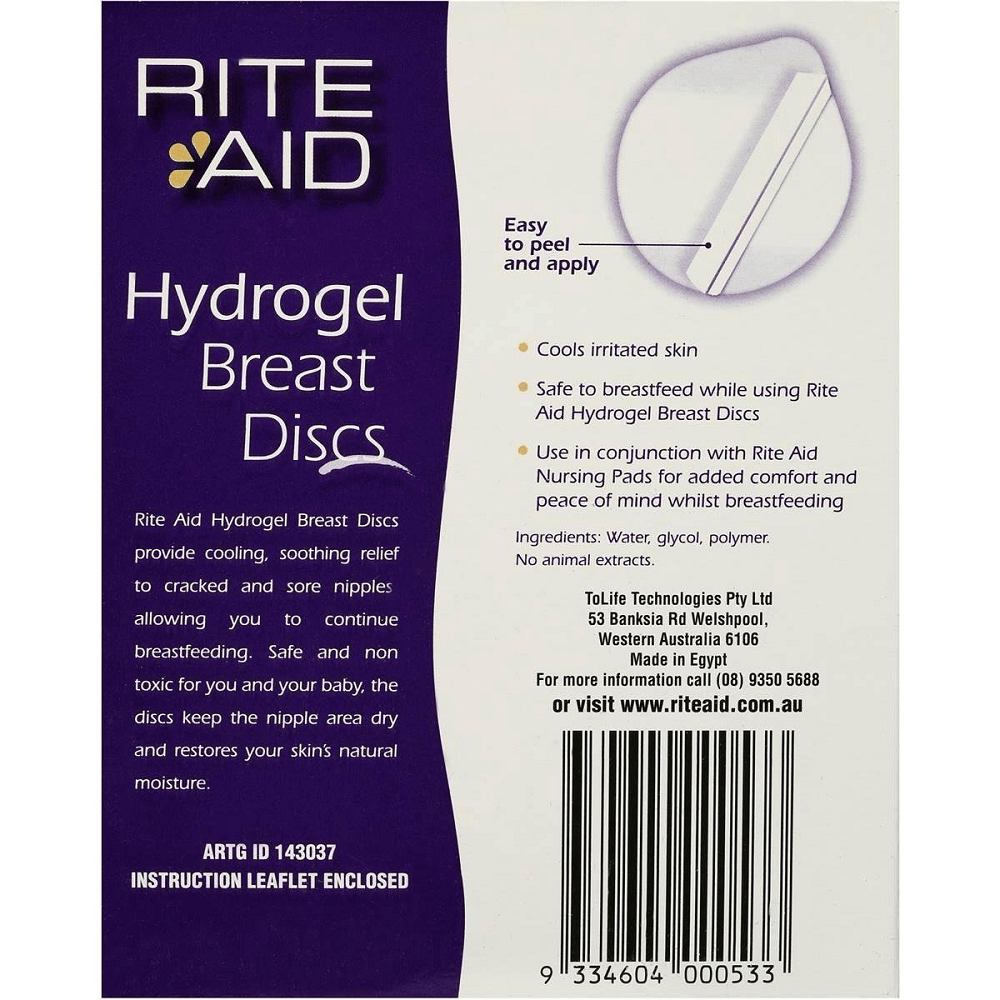 Rite Aid Hydrogel Breast Discs 12 Pack, Breast Pads