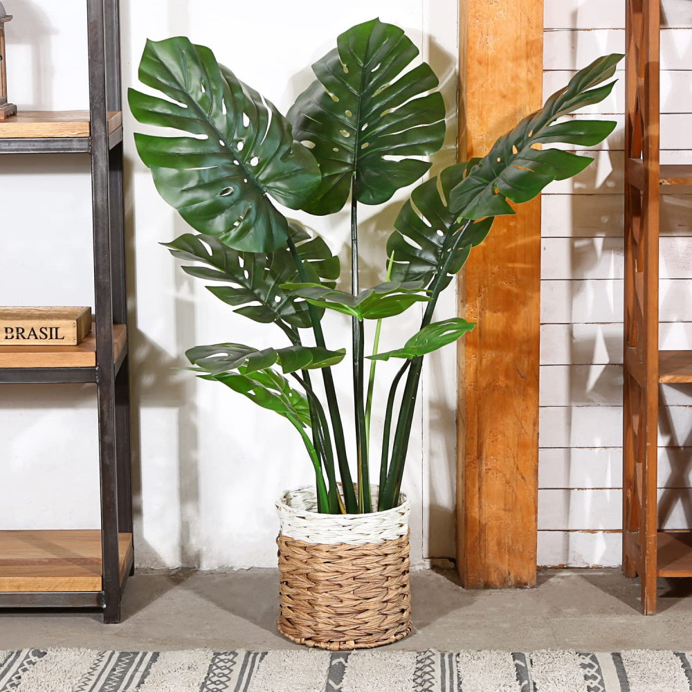 Artificial Plastic Tropical Palm Tree - Monstera