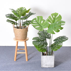 Artificial Plastic Tropical Palm Tree - Monstera