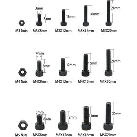 500pc Carbon Steel Socket Cap Screws Hex Head Bolt Nuts