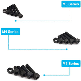 500pc Carbon Steel Socket Cap Screws Hex Head Bolt Nuts