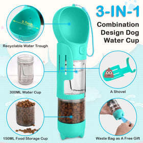 Portable Dog Water Dispenser with Food Container 300mL