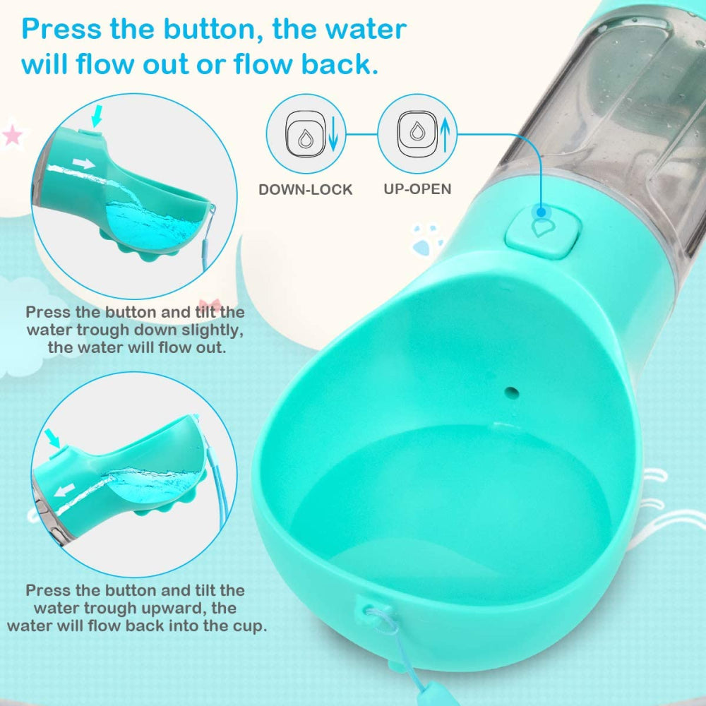 Portable Dog Water Dispenser with Food Container 300mL