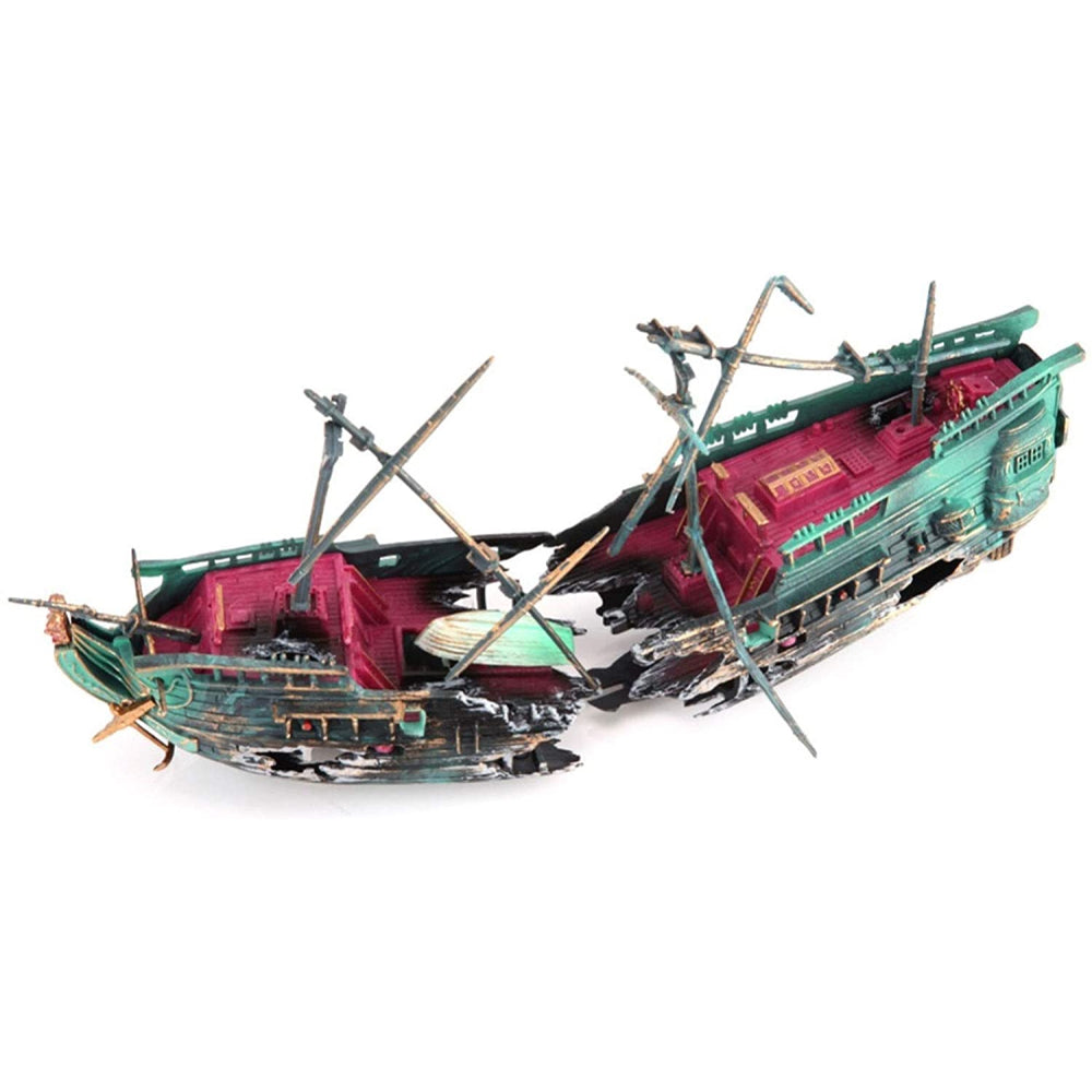 Aquarium Ornament Fish Tank Decoration - Split Shipwreck
