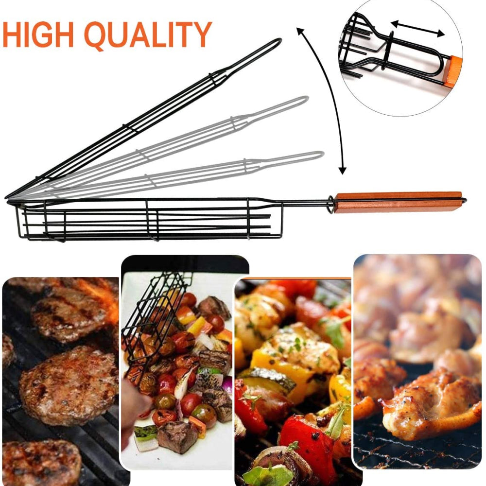 BBQ Grill Long Handle Sausage/Vegetable Basket