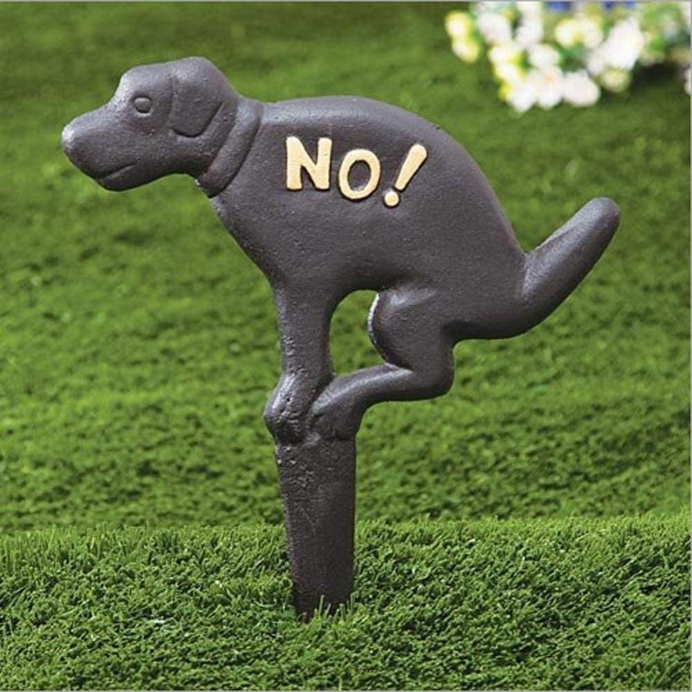 Cast Iron No Pooping Dog Yard Sign