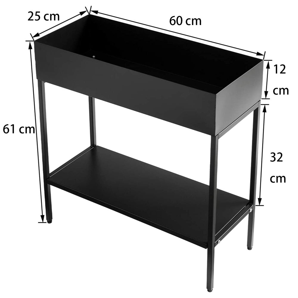 2 Tier Metal Plant Stand Displaying Shelf - Black