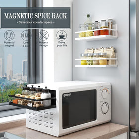 Magnetic Metal Kitchen/Fridge Spice Rack - White