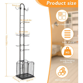 4 Tier Sports Equipment Storage Rack with Basket