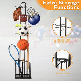 4 Tier Sports Equipment Storage Rack with Basket