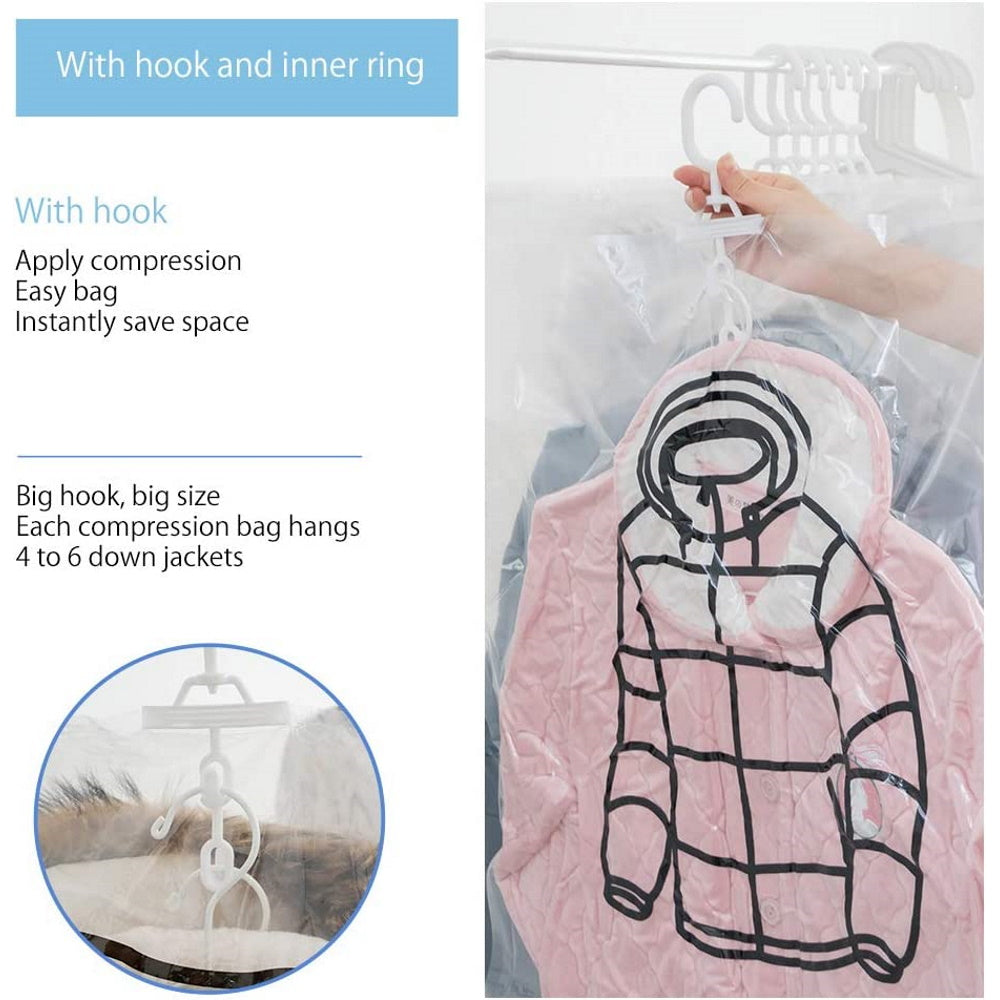 2pk Hanging Vacuum Bag Clothes Storage Cover - 67x90 cm