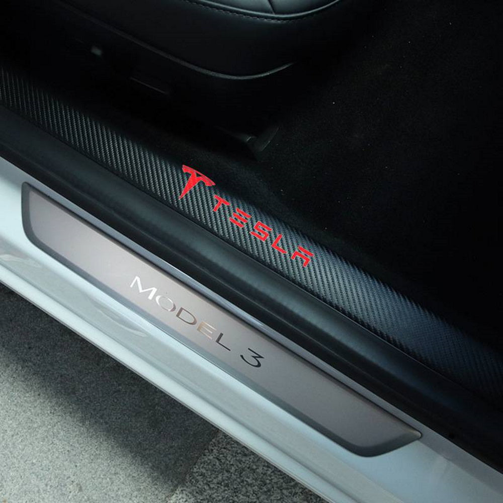 4pc Carbon Fiber Door Sticker for Tesla Model 3