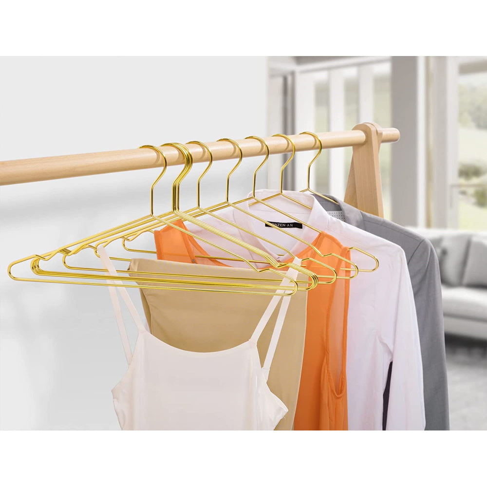 10pk Heavy Duty Aluminum Alloy Coat Hangers - Gold