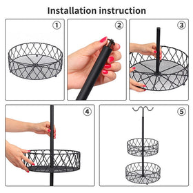 2-Tier Fruit Basket Bowl with Banana Hanger