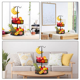 2-Tier Fruit Basket Bowl with Banana Hanger