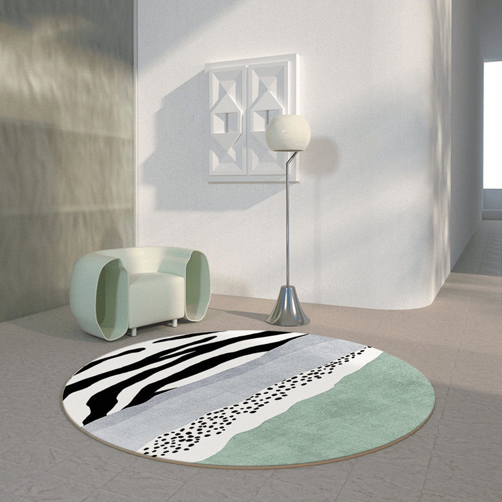 Zebra Modern Abstract Non-Shedding Area Round Rug - 140cm