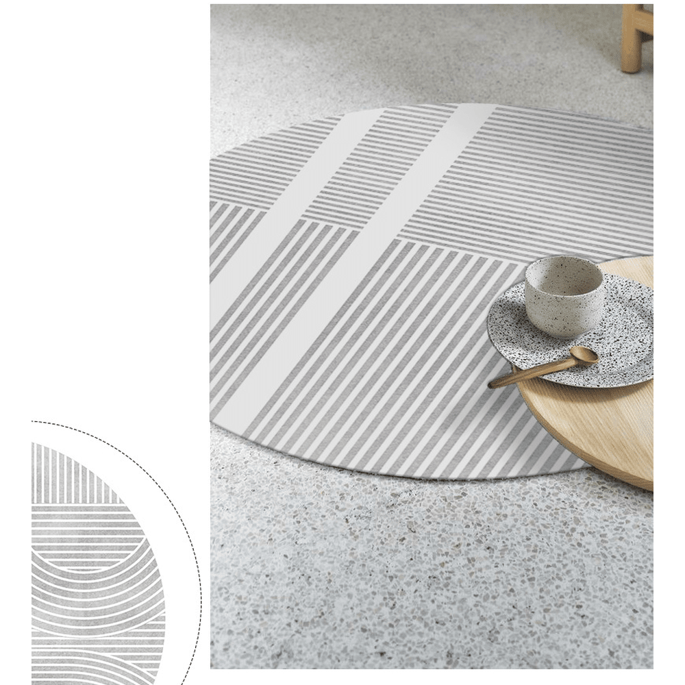 Maze Modern Abstract Non-Shedding Area Round Rug - 160cm