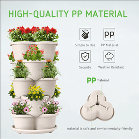 5-Tier Vertical Stackable Planter for Flowers/Herbs/Vegetables - White