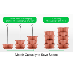 3-Tier Vertical Stackable Planter for Flowers/Herbs/Vegetables - Terracotta