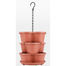 3-Tier Vertical Stackable Planter for Flowers/Herbs/Vegetables - Terracotta