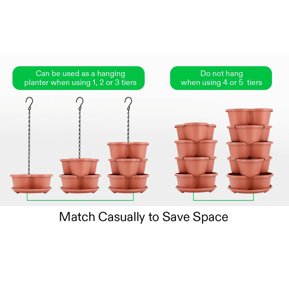 5-Tier Vertical Stackable Planter for Flowers/Herbs/Vegetables - Terracotta