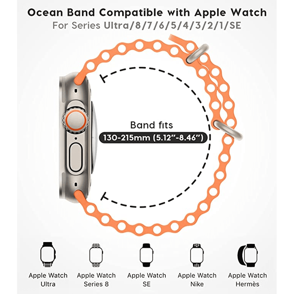 Ocean Band Compatible with Apple Watch 42mm/44mm/45mm/49mm - Blue