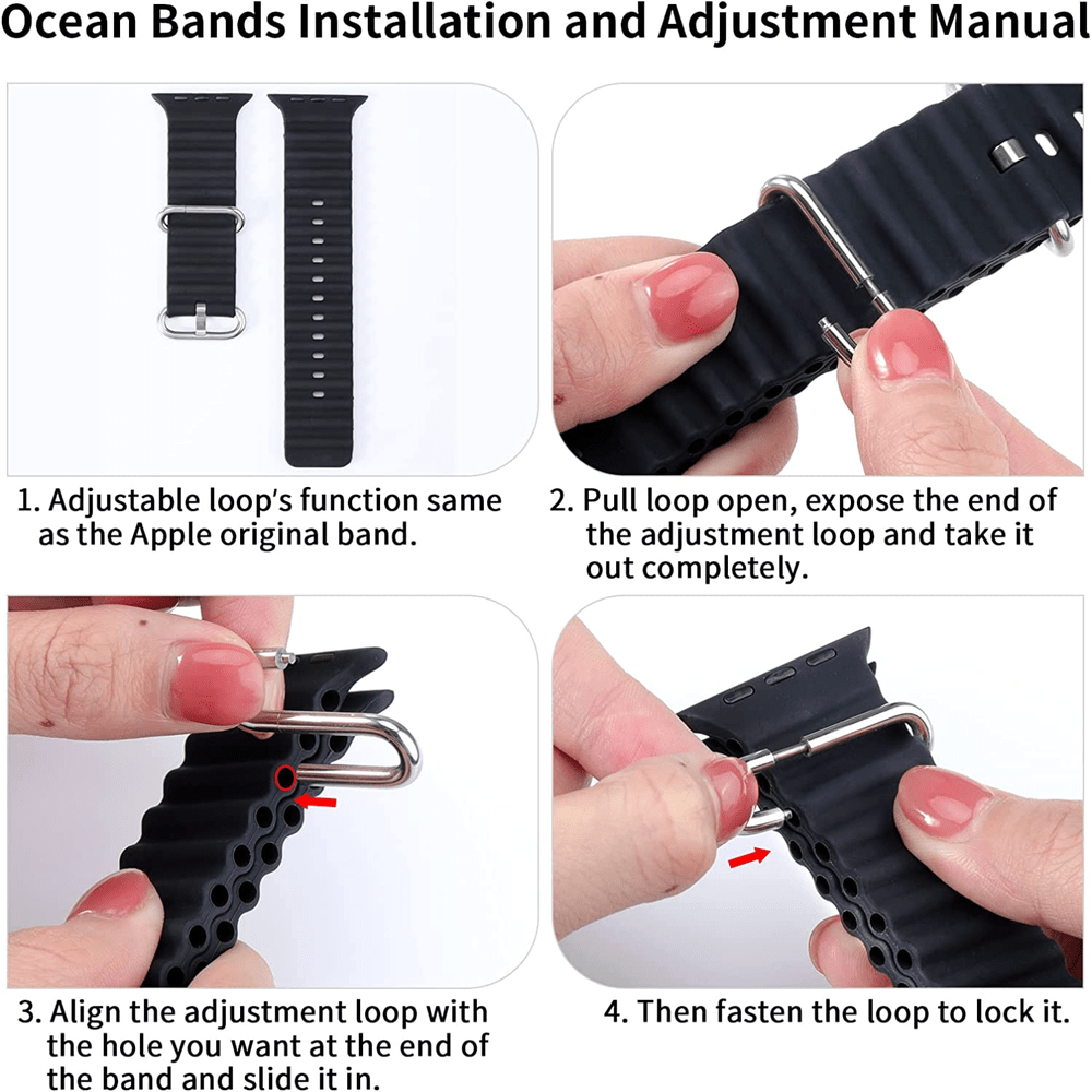Ocean Band Compatible with Apple Watch 42mm/44mm/45mm/49mm - Blue