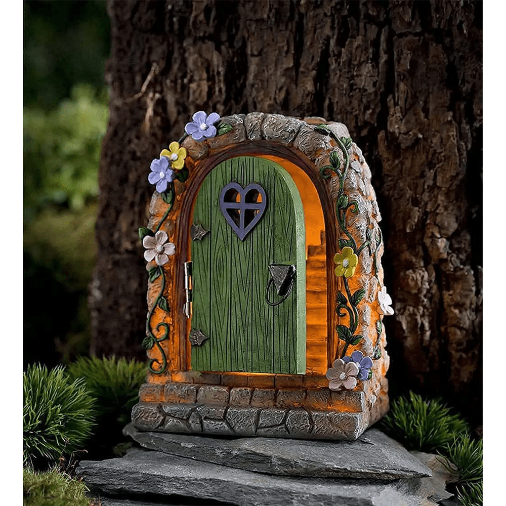 Miniature Fairy Garden Solar LED Stone Door