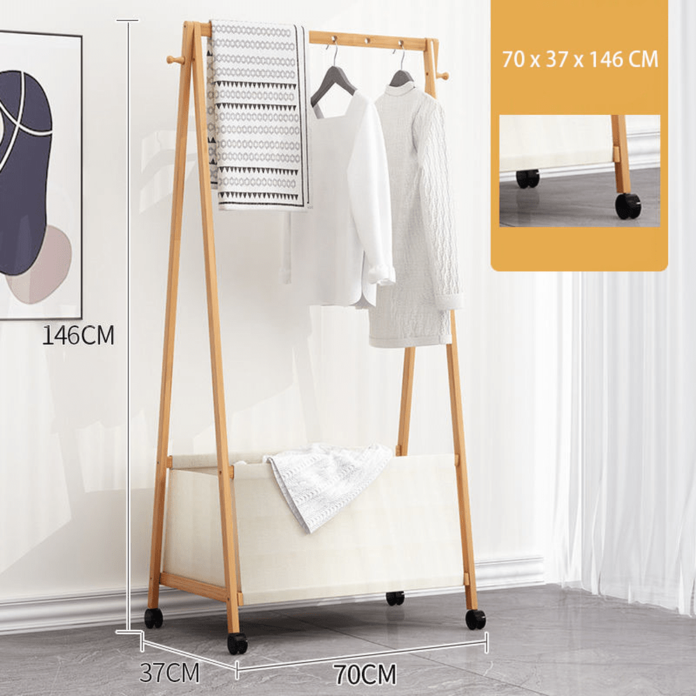 Bamboo Garment Rack with Canvas Storage