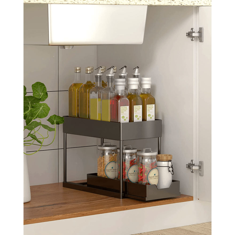 2-Tier Kitchen/Under-Sink Slim Pull Out Sliding Storage