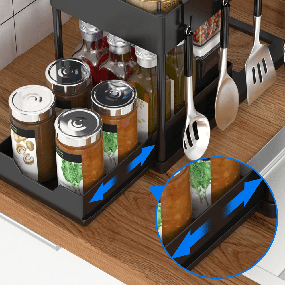 2-Tier Kitchen/Under-Sink Slim Pull Out Sliding Storage