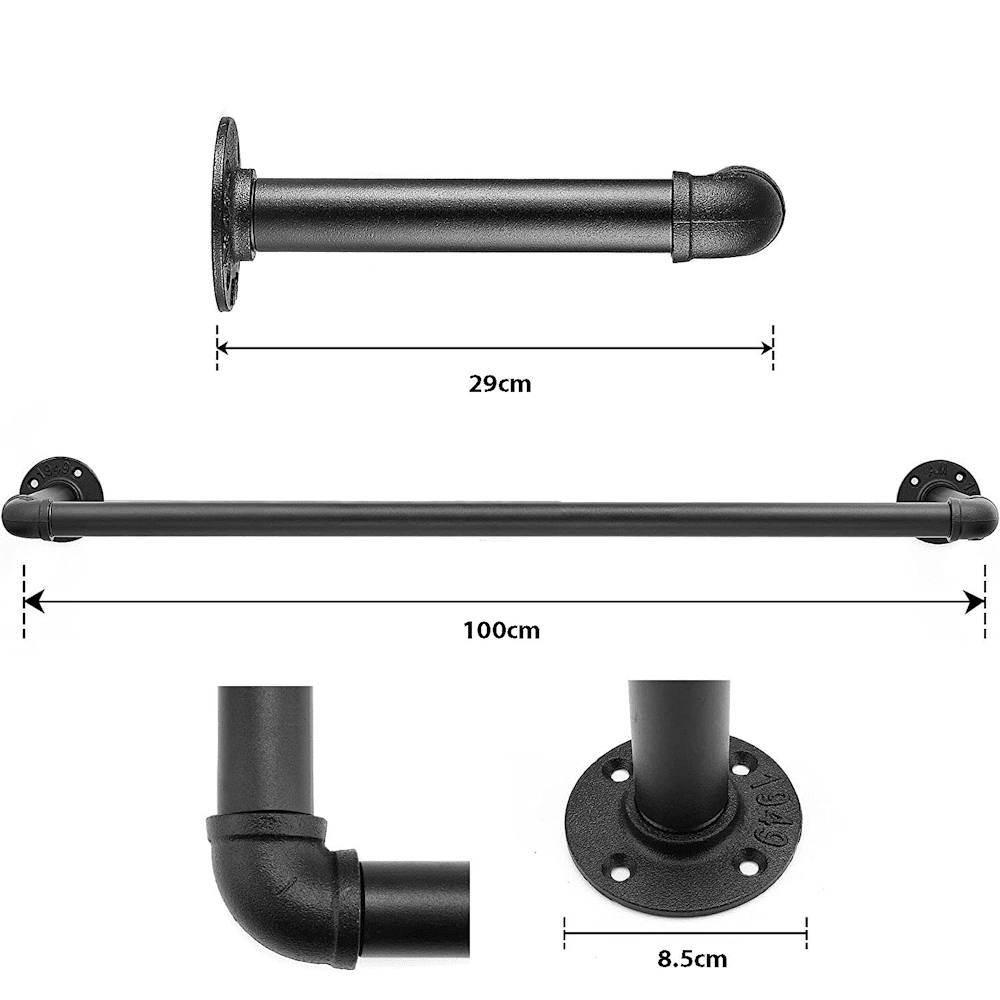 Industrial Pipe Clothes Rack - 100cm