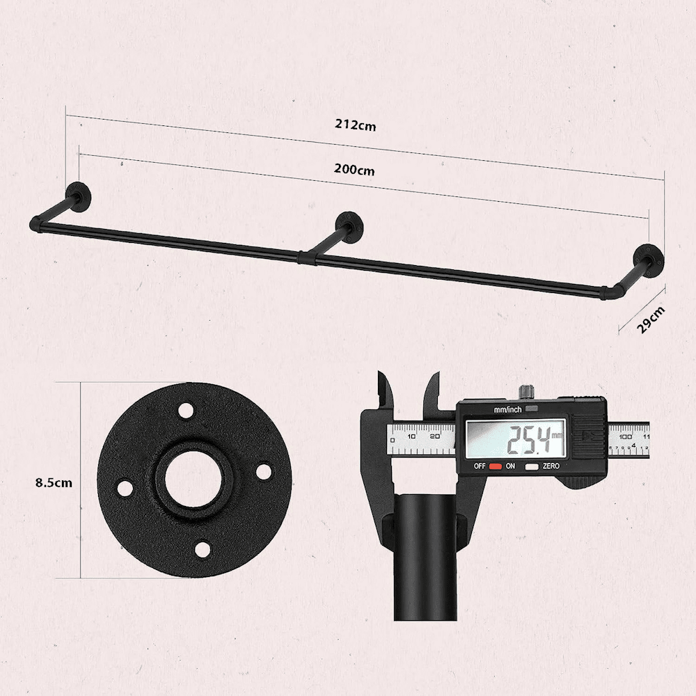 Industrial Pipe Clothes Rack - 200cm