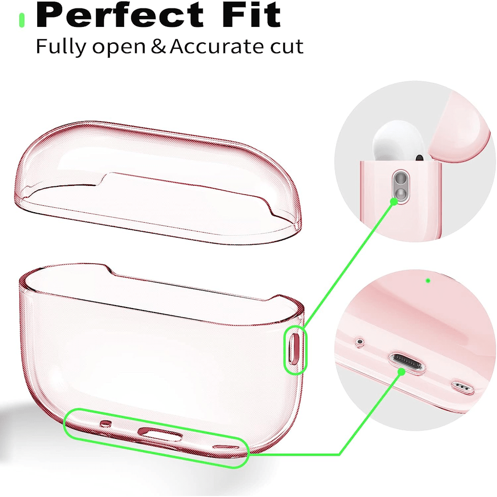 Compatible Airpods Pro2 Case - Clear Pink