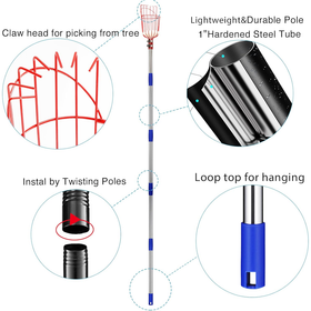 Fruit Picker Pole with Basket Telescoping